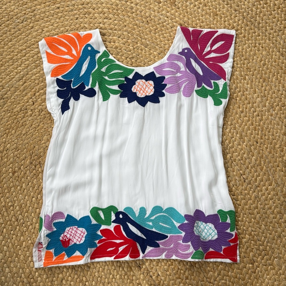 J Marie Womens Maya Embroidered Mexican Textile Shirt Blouse XS NWOT